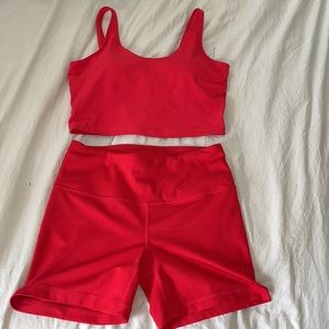 Red lululemon dupe align tank & align shorts
